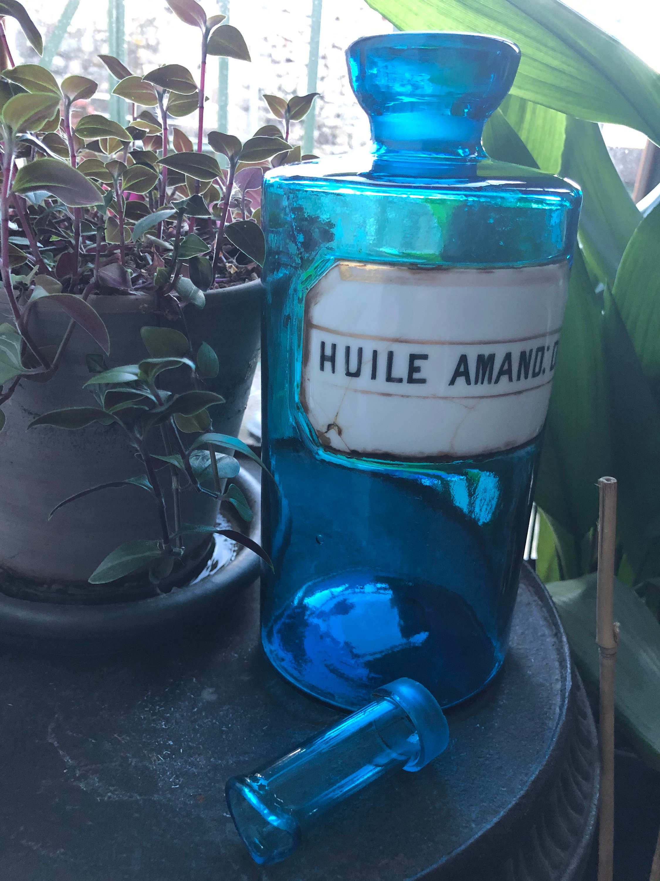 Flacon de Pharmacie Bleu - 1900 Antique Blue Pharmacy Bottle