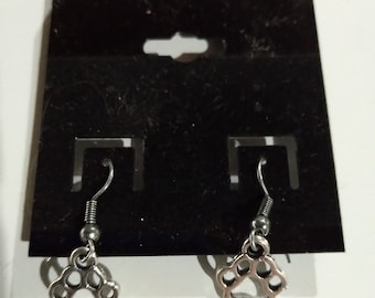 Silver Dog Paw Earrings