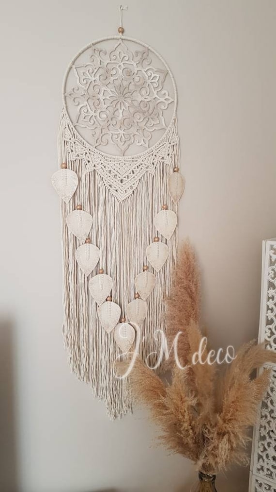 Attrape Rêves Macramé Plumes Dorées