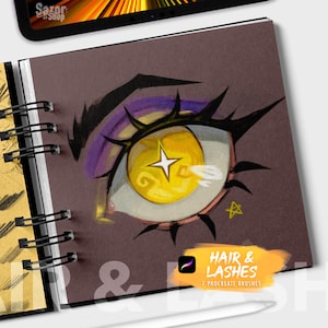 Sazor Hair & lashes Pencils Procreate Mini Pack for iPad and iPhone, 7 brushes included Hair strands and eyelashes! image 1