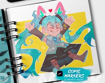 Copic procreate inspired markers Brushset for Procreate (23 digital brushes) Sazor digital Alcohol brushes