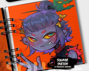 Square Sketch (10 digital brushes) for Procreate