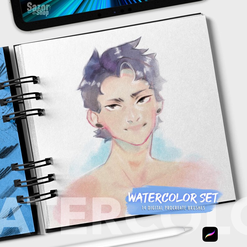 NEW! Watercolor Set Procreate Brushes for iPad (14 Digital Brushes ...