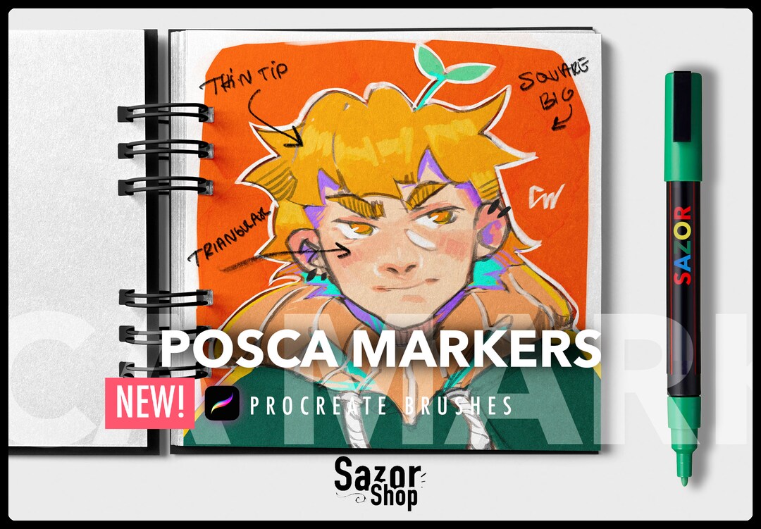 POSCA Inspired Procreate Brushset for iPad and Iphone, 12 Brushes 1