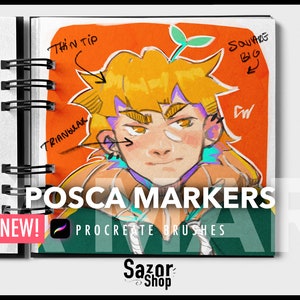 POSCA inspired Procreate Brushset for Ipad and Iphone, 12 brushes + 1 digital palette included