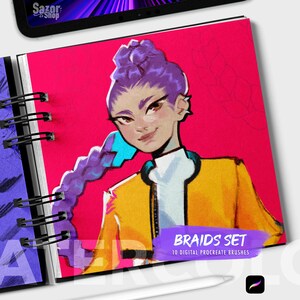Sazor Braid Brushes Procreate Mini Pack voor Ipad en iPhone, 10 penselen inbegrepen.