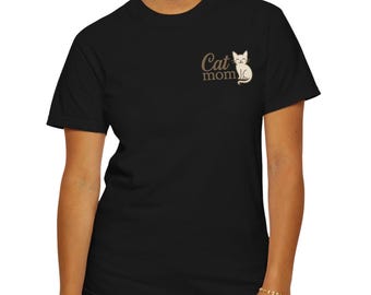 Katzen Mama T-Shirt: Garment-dyed Baumwolle Shirt, Geschenk für Katzenliebhaber