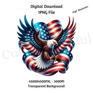 Eagle Flag PNG | Transparent Clipart Eagle Flag | USA Eagle Flag Clipart Bird Eagle Commercial | Sublimation United States Eagle