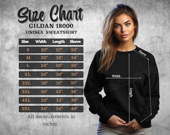 Gildan 18000 3 Size Charts, Gildan Sweatshirt Size Chart, Gildan Unisex Heavy Blend Crewneck Size Chart, Gi18000 Sweater Size Charts, 18000