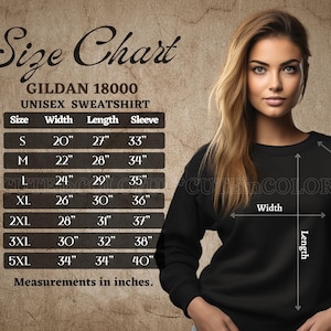 4 Gildan 18000 Size Charts, Gildan Sweatshirt Size Chart, Gildan Unisex Heavy Blend Crewneck Size Chart, Gi18000 Sweater Size Charts, 18000