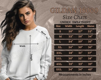 4 Gildan 18000 Size Charts, Gildan Sweatshirt Size Chart, Gildan Unisex Heavy Blend Crewneck Size Chart, Gi18000 Sweater Size Charts, 18000