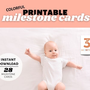 Cartes d’étape pour bébé imprimables | Minimal + | coloré Rainbow Baby Photo Props | | de fichiers numériques Cartes 4"x6 » | Trackers de jalons colorés