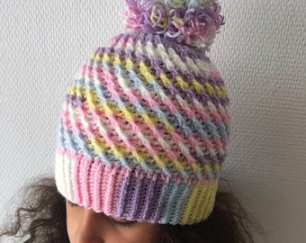 Crochet hat pattern: crochet candy kids hat, comfy hat, crochet hat PDF