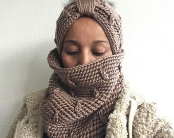 Crochet Headband and scarf pattern, crochet headband, crochet scarf, fall headband and circle scarf PDF