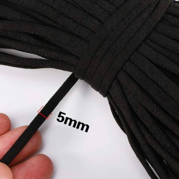 50m/5mm Flat Elastic Band, Elastic Cord Earloop Cord Elastic Strap for Sewing, DIY Projects, Mask Making, Clothes, Shoes and Hats.