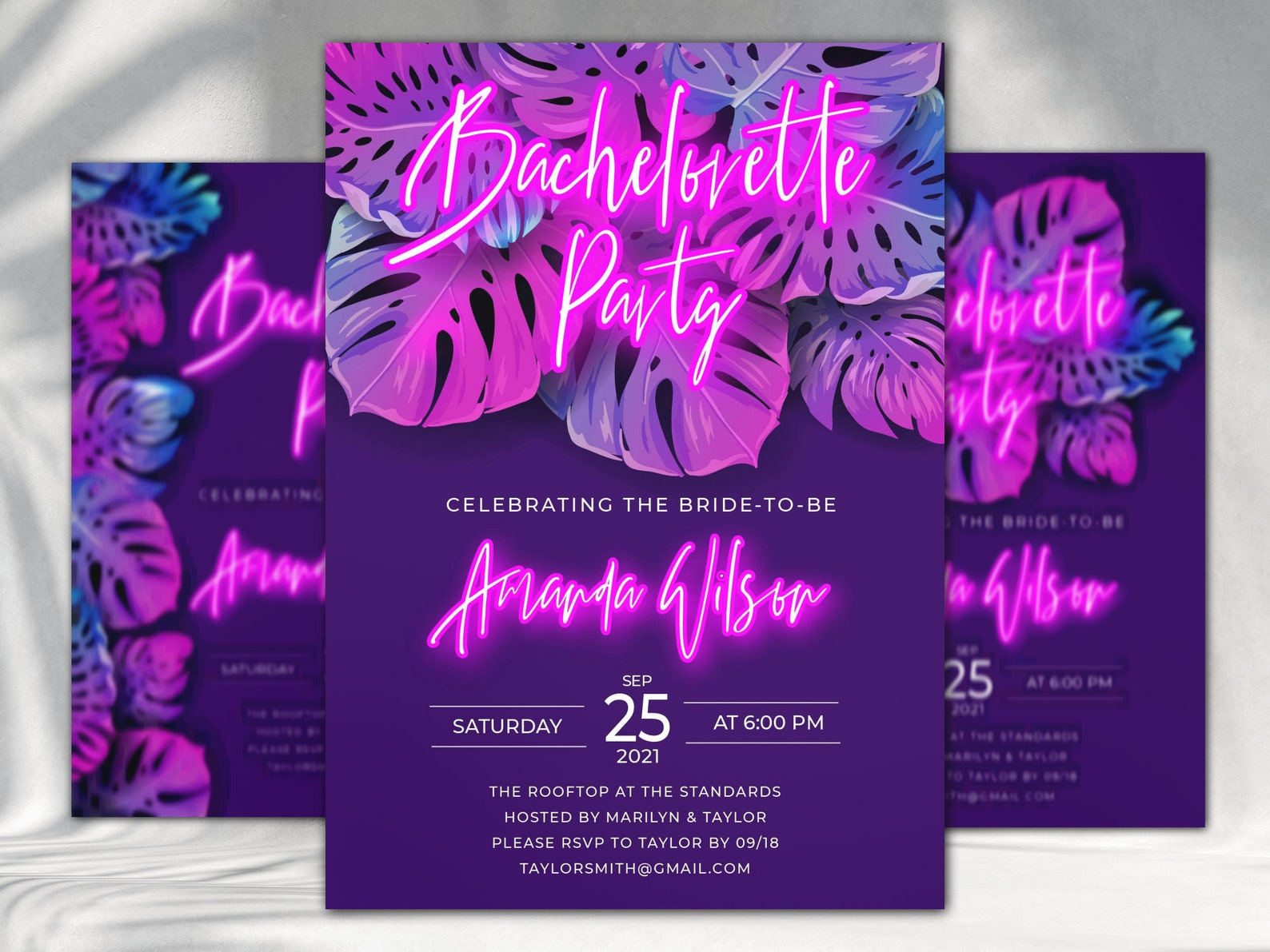 Tropical Neon Bachelorette Party Invitation Tropical Neon Etsy