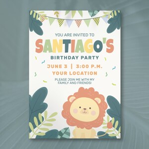 Tiger Jungle Birthday, Party Invitation Printable, Editable File, INSTANT DOWNLOAD INVITATION, Kids Birthday Invitation, Boy Invitation card