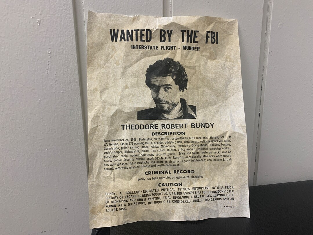 Ted Bundy Wanted Poster Fbi Wanted Etsy
