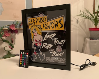 Red Hot Pussy Liquors Backlight Sign