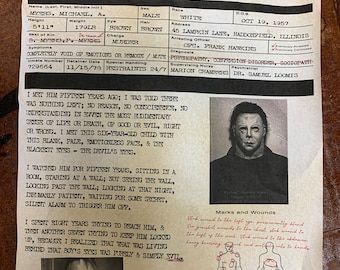 Halloween Michael Myers Admission form for Smith's Grove Sanitarium