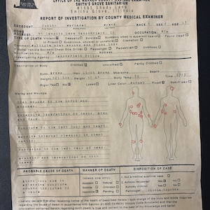 Halloween - Judith Myers Autopsy Report - Horror Movie Replica