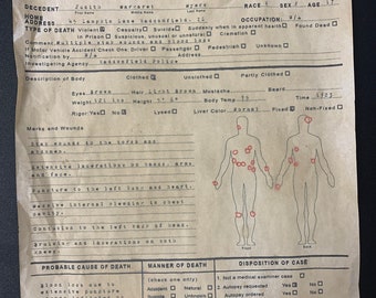 Halloween - Judith Myers Autopsy Report - Horror Movie Replica