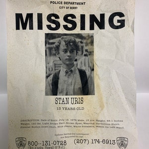 Horror Memorabilia IT Missing Posters Individual or Set of 8 Richie Tozier, Beverly Marsh, Ben ...
