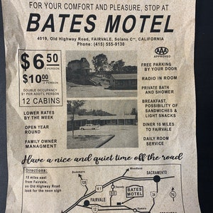 Bates Motel Flyer - A great place to stay and bring your Mom!