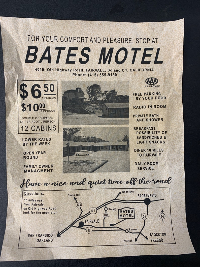 Bates Motel Flyer A great place to stay and bring your Mom image 1