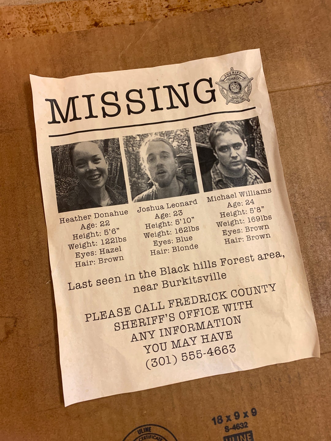 Blair Witch Project Missing Poster Etsy