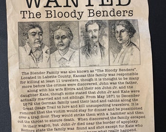 The Bender Family - The Bloody Benders - Serial Killer Wanted Poster