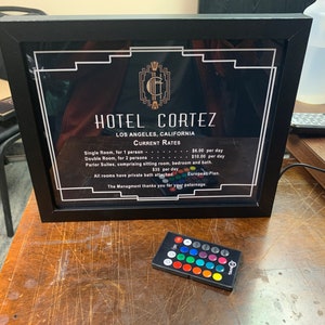 Hotel Cortez Room Rates Backlight Display - American Horror Story
