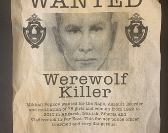 The Werewolf Killer - Mikhail Popkov - Serial Killer Wanted Poster