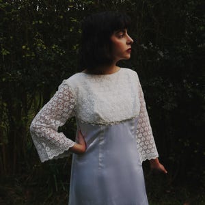 Vintage 1960s Lace Wedding Dress With Cape Train Size S