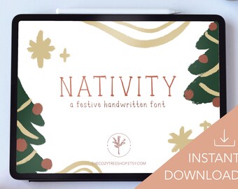 Fuente Nativity para Procreate: descarga instantánea de archivo digital / tipografía de caligrafía festiva para las fiestas