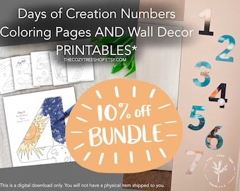 PAQUETE Días de la Creación - Decoración de paredes Y páginas para colorear, ideal para aulas bíblicas, educación en el hogar, guarderías, salas de juegos / lección preescolar