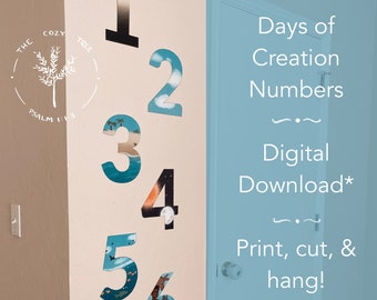 Números de los Días de la Creación / DESCARGA INSTANTE pdf IMPRIMIBLE, Ideal para guarderías, clases bíblicas, escuela cristiana en el hogar, sala de juegos