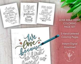 AMOR Versículo Bíblico Páginas para colorear / DESCARGA INSTANTE Pdf imprimible - Ideal para clases bíblicas, iglesias, escuelas cristianas en el hogar, relajación para adultos