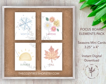 SEASONS Focus Board Elements Pack / Descarga digital, Solo imprimible, Educación en el hogar, Aula, Elementos esenciales para maestros