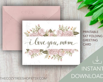 Te amo mamá TARJETA IMPRIMIBLE / PDF Descarga instantánea, Regalo del Día de la Madre