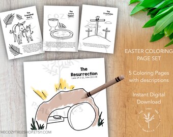Páginas para colorear de Pascua / DESCARGA INSTANTE pdf IMPRIMIBLE - Ideal para clases bíblicas, iglesias, escuelas cristianas en el hogar, guarderías