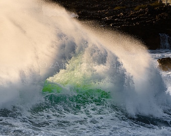 Breaking Ocean Wave Photo Print, Gunicho Beach Portugal, Wall Art