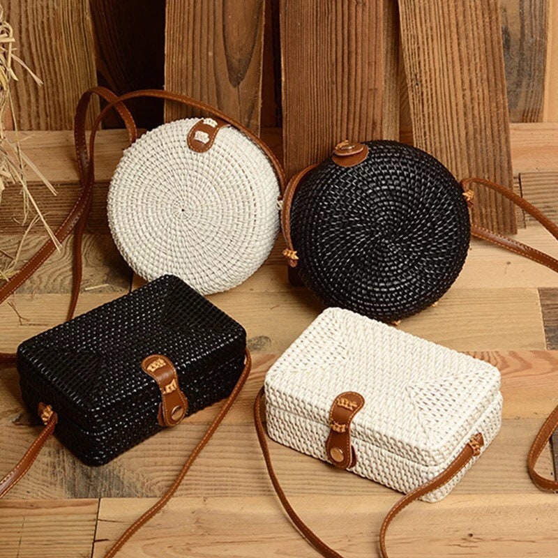 Fashionable Paper Rope Water Bucket Grass Weaving Bag for Summer