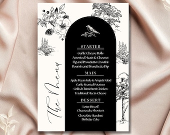 Vintage Script Wedding Menu Template: Editable Canva Dinner Menu