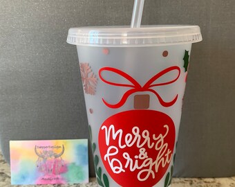 Merry And Bright | Christmas Cheer | Santa | Christmas | Winter | Venti Cup | No Hole Venti | Stars | Starbucks | 24 oz Cup | Cold Cup