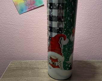 20 oz Skinny Tumbler | Skinny Tumbler | 20 oz Tumbler | Christmas | Gnomes | Plaid | Leopard Print