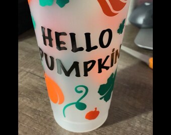 Hello pumpkin Venti | Fall Venti | Venti Cup | Stars | Starbucks | 24 oz Cup | Cold Cup | Coffee | Fall | Harvest | Give Thanks