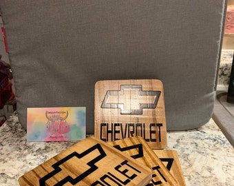 Paquete de posavasos Chevrolet / Posavasos Chevy / Posavasos / Auto / Camioneta / Decoración del hogar / Artículos de bar / Inauguración de casa / Regalo