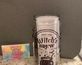 16 oz Libby Timber | Glass Can | Water Glass | Iced Coffee | Hot Coffee | Beverage Container | Witch’s Brew | Halloween | Salem | Witch’s