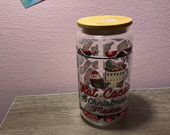 16 oz Libby Timber | Glass Can | Water Glass | Iced Coffee | Iced Tea | Beverage Container | Christmas | Hot Cocoa | Christmas Movies | Mitt